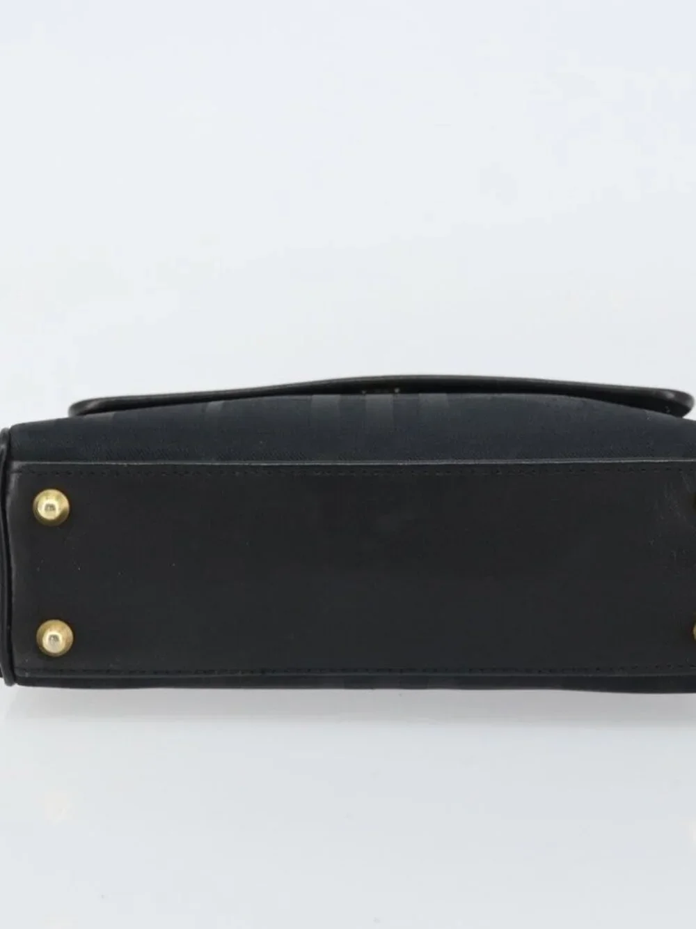 Burberrys Nova Check Hand Bag Leather Canvas Black Gold Auth gh1496 - Picture 6 of 16